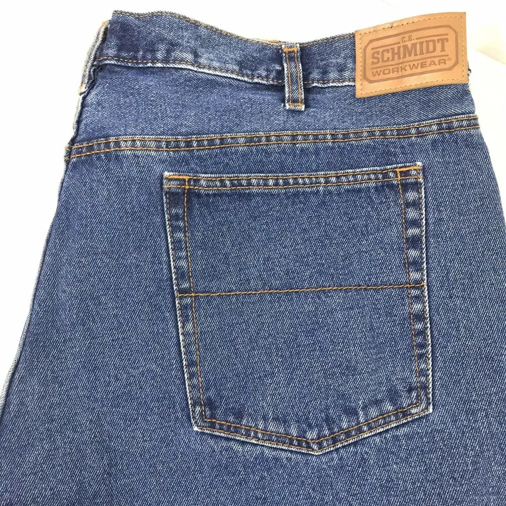 Schmidt Jeans Mens 44 x 33 Straight ‎ Medium Wash Denim Workwear